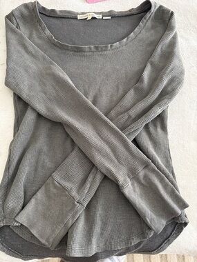 Eileen Fisher Long-Sleeve Waffle Knit Top — Gray